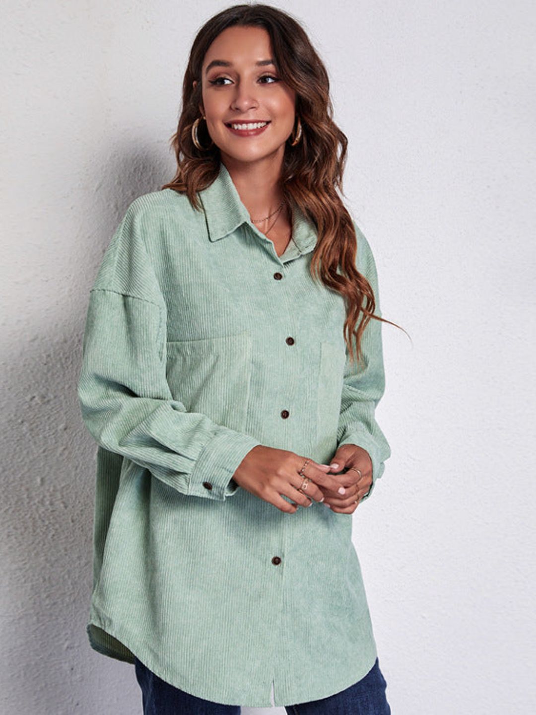 Green Shirt Collar Neck Style