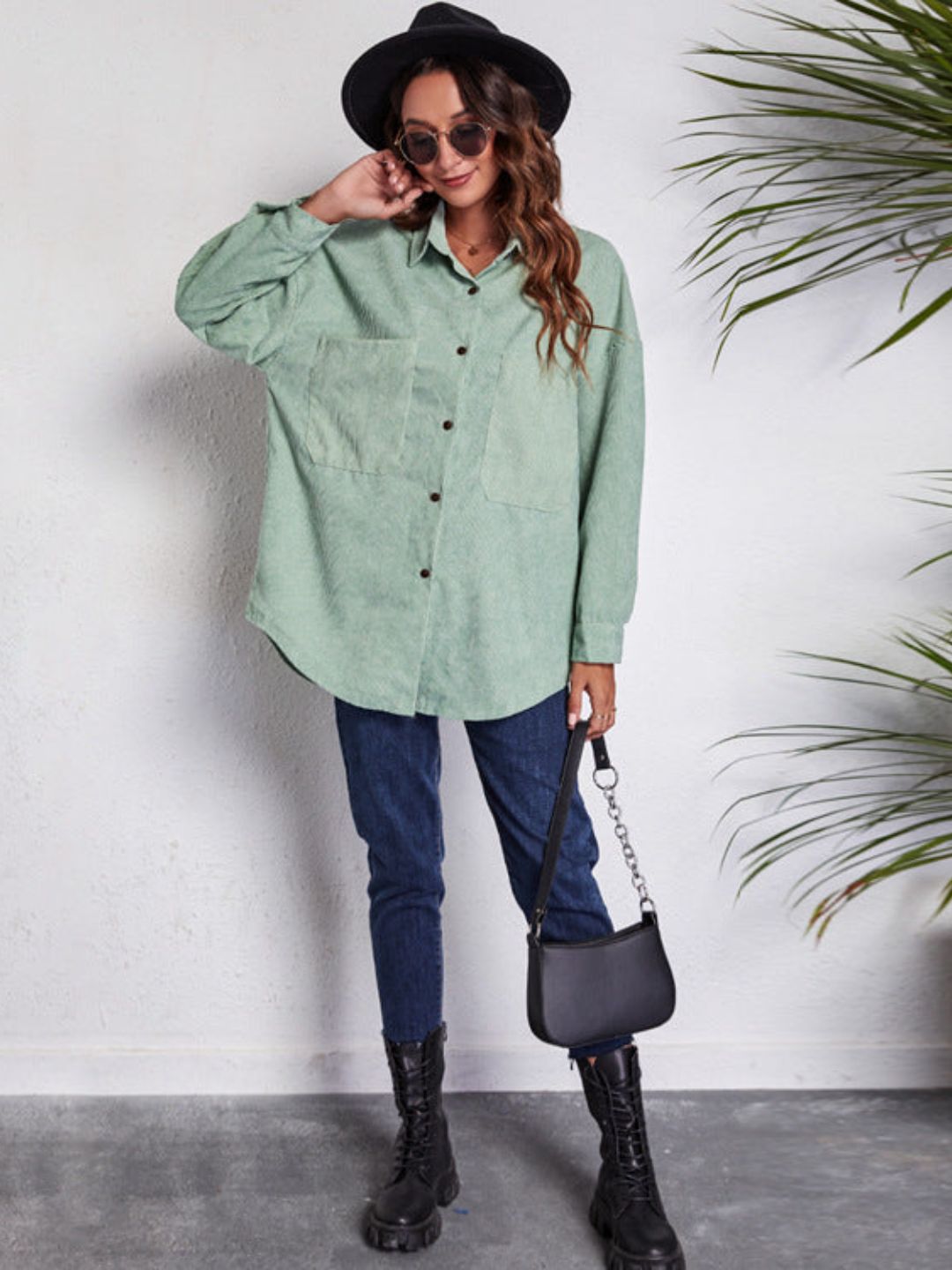 Green Shirt Collar Neck Style