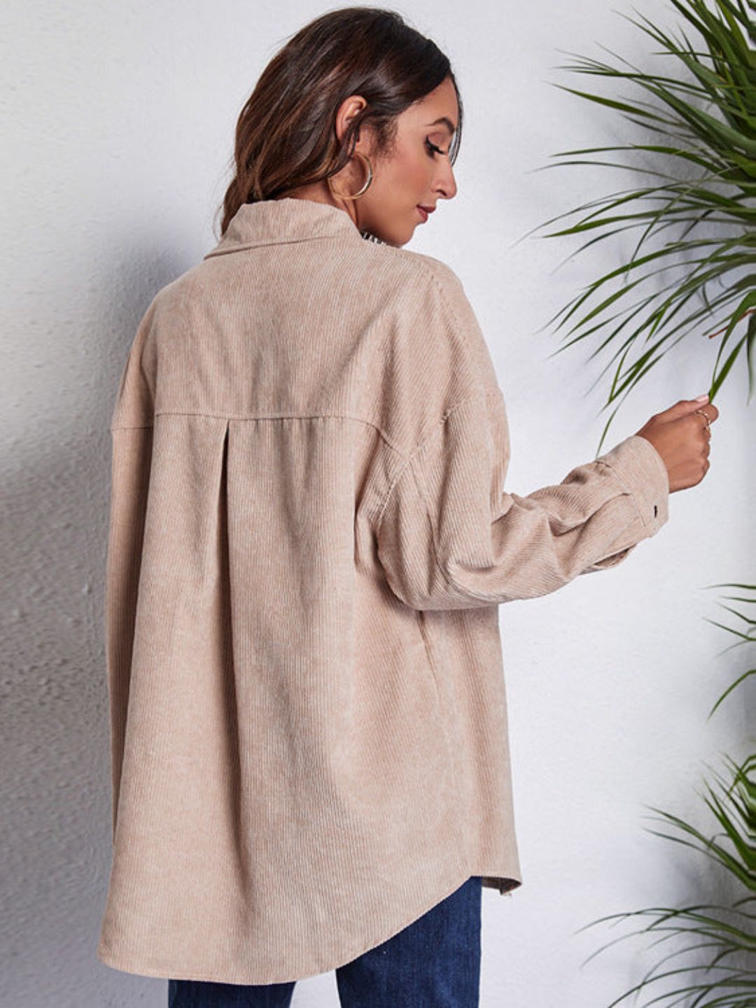 Khaki Shirt Collar Neck Casual