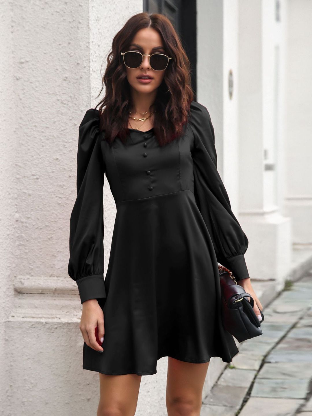Women Off-Shoulder Long Sleeves Fit & Flare Dress