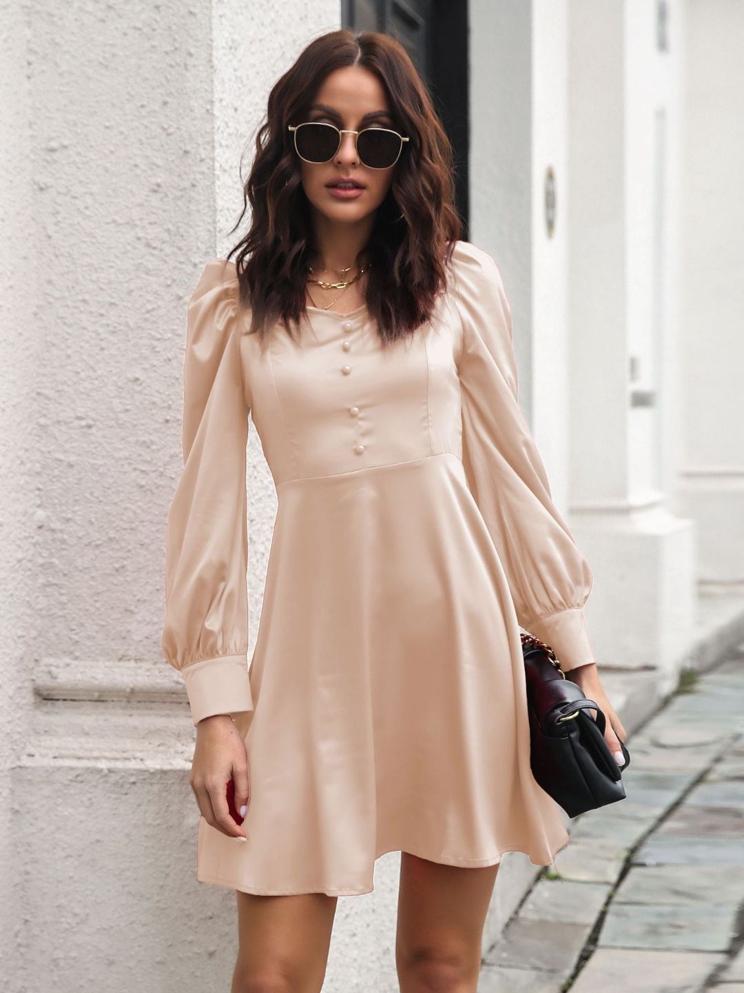 Women Off-Shoulder Long Sleeves Fit & Flare Dress