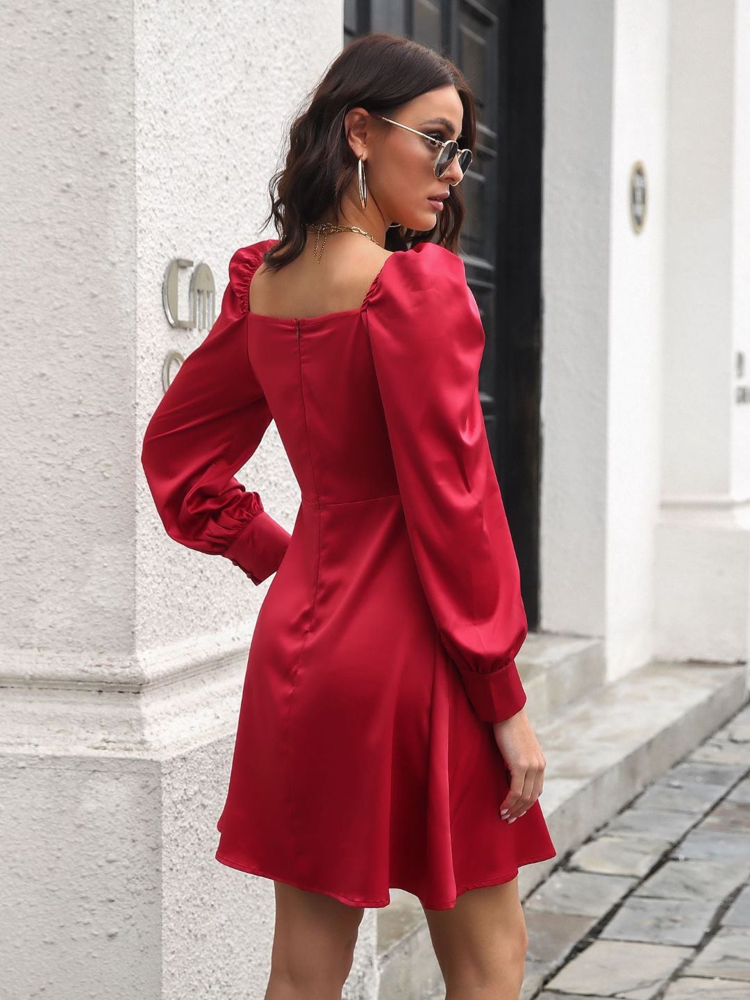 Women Off-Shoulder Long Sleeves Fit & Flare Dress