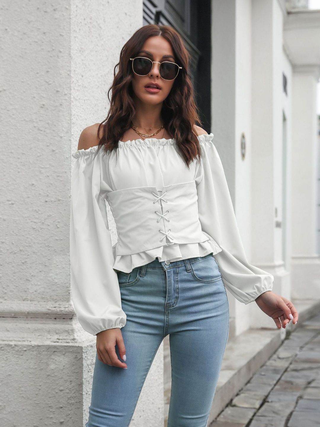 Bardot White Off The Shoulder Bell Sleeve Top Tokyo Talkies White