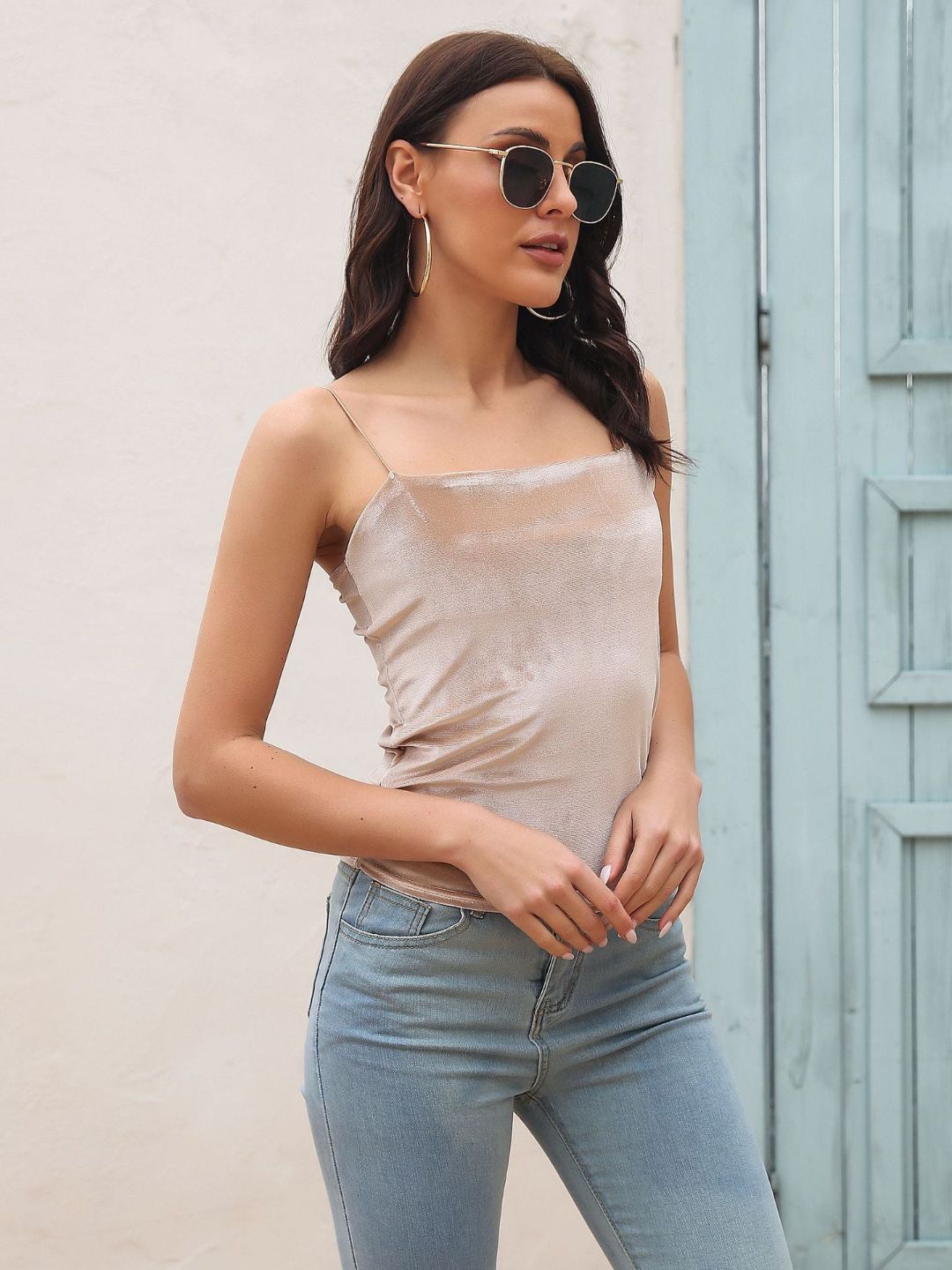 Shoulder Straps Velvet Fitted Top