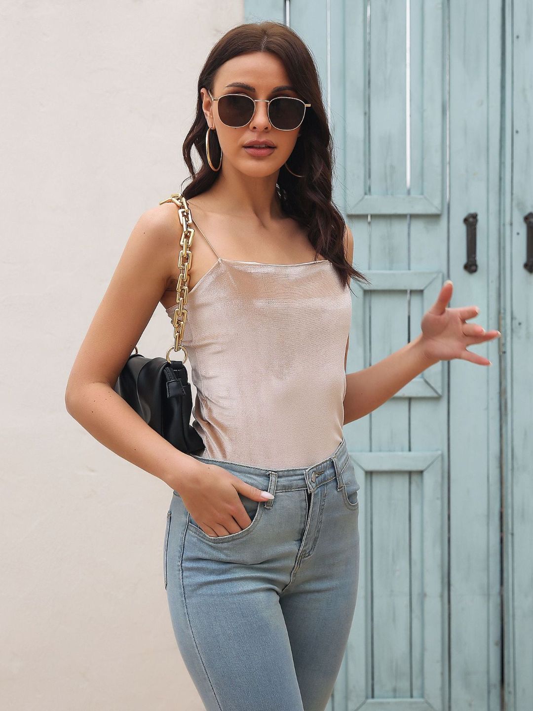 Shoulder Straps Velvet Fitted Top