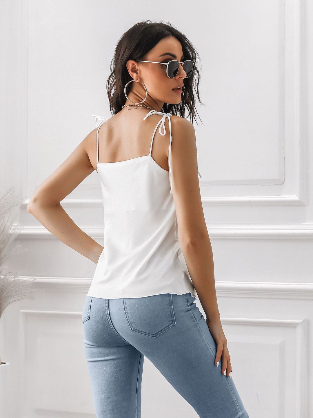 Solid Satin Tie-Ups Top