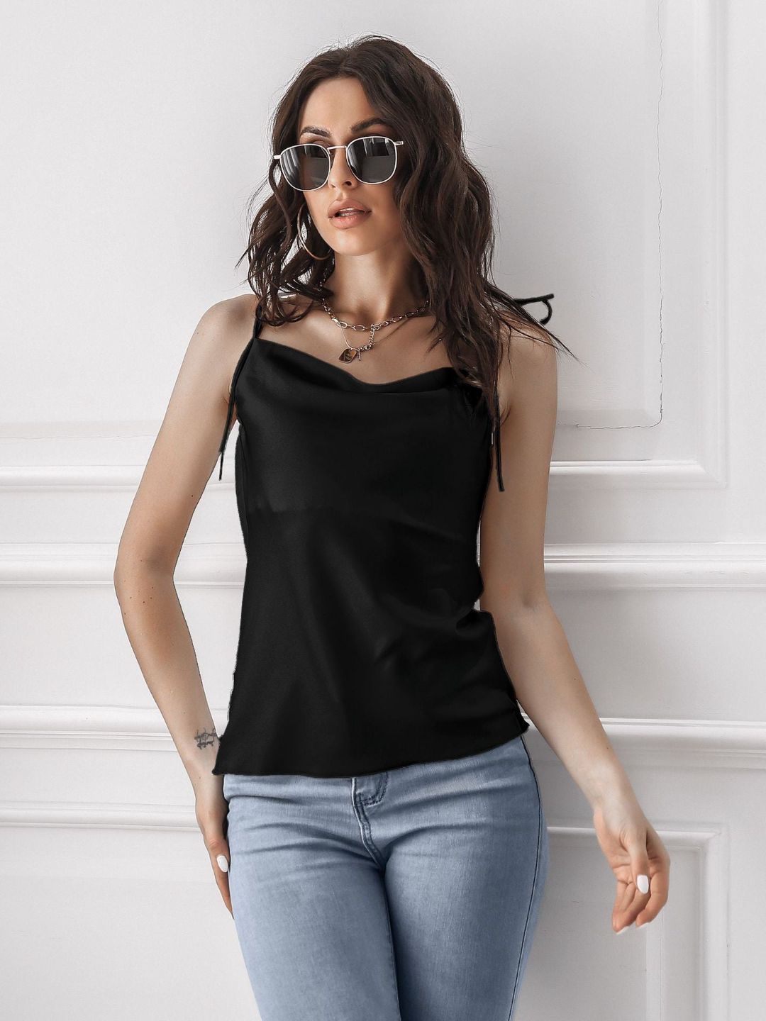 Solid Satin Tie-Ups Top