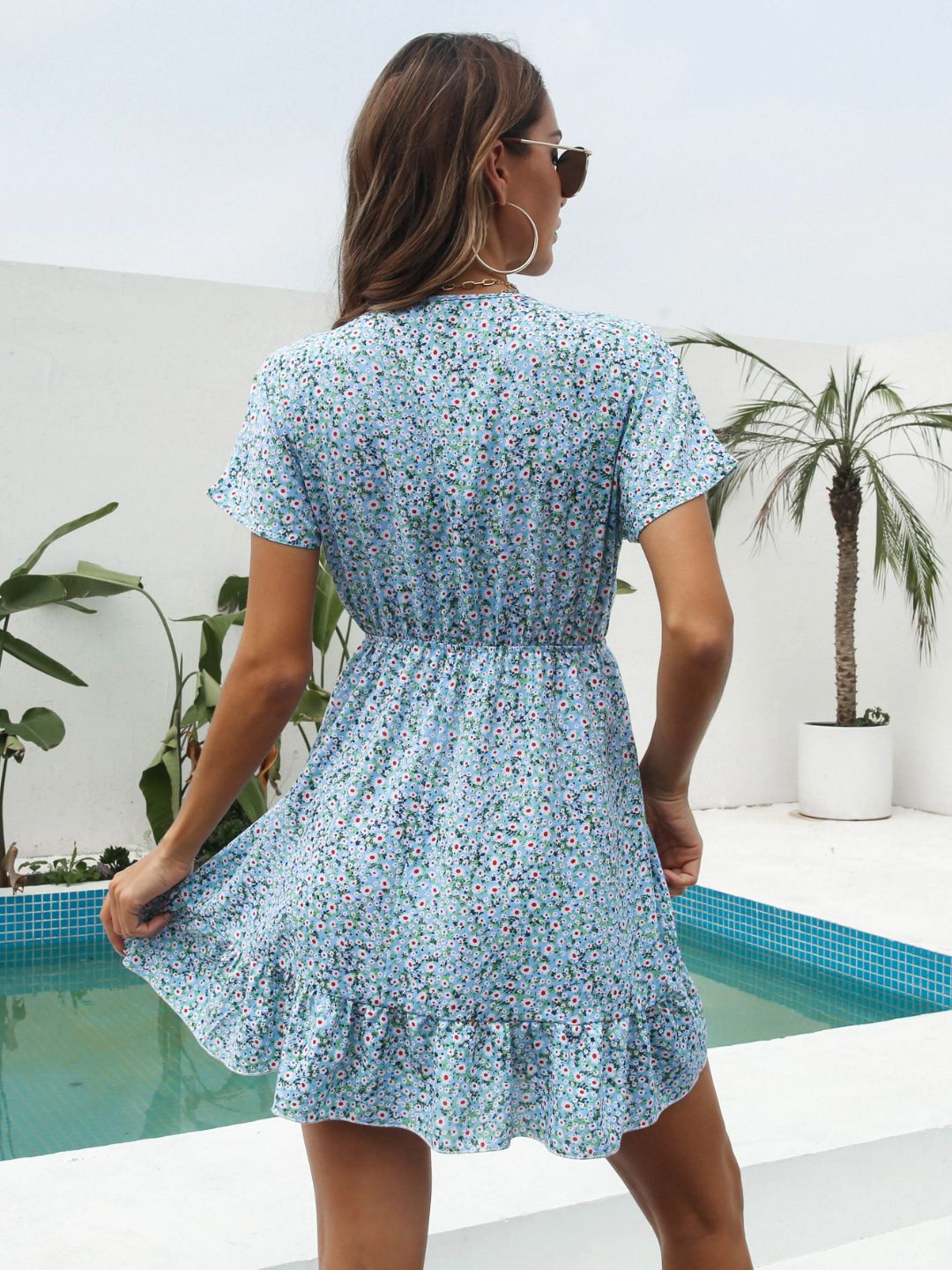 Ruffled Front Small Floral Dress