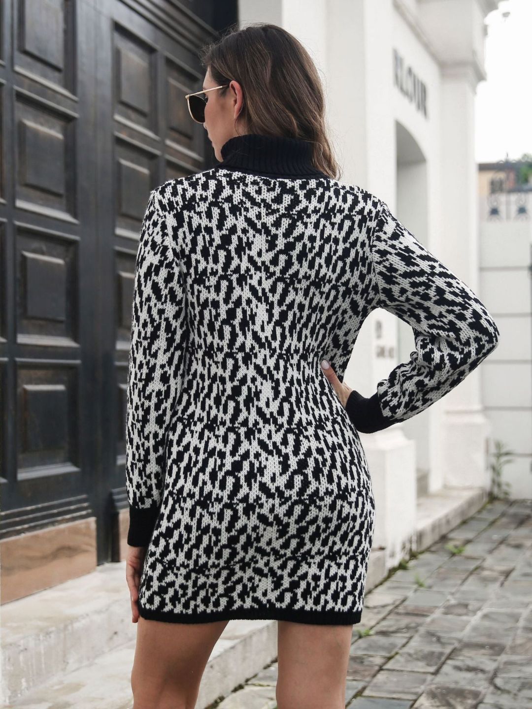 Black Womens Turtle Neck Sweater Dress