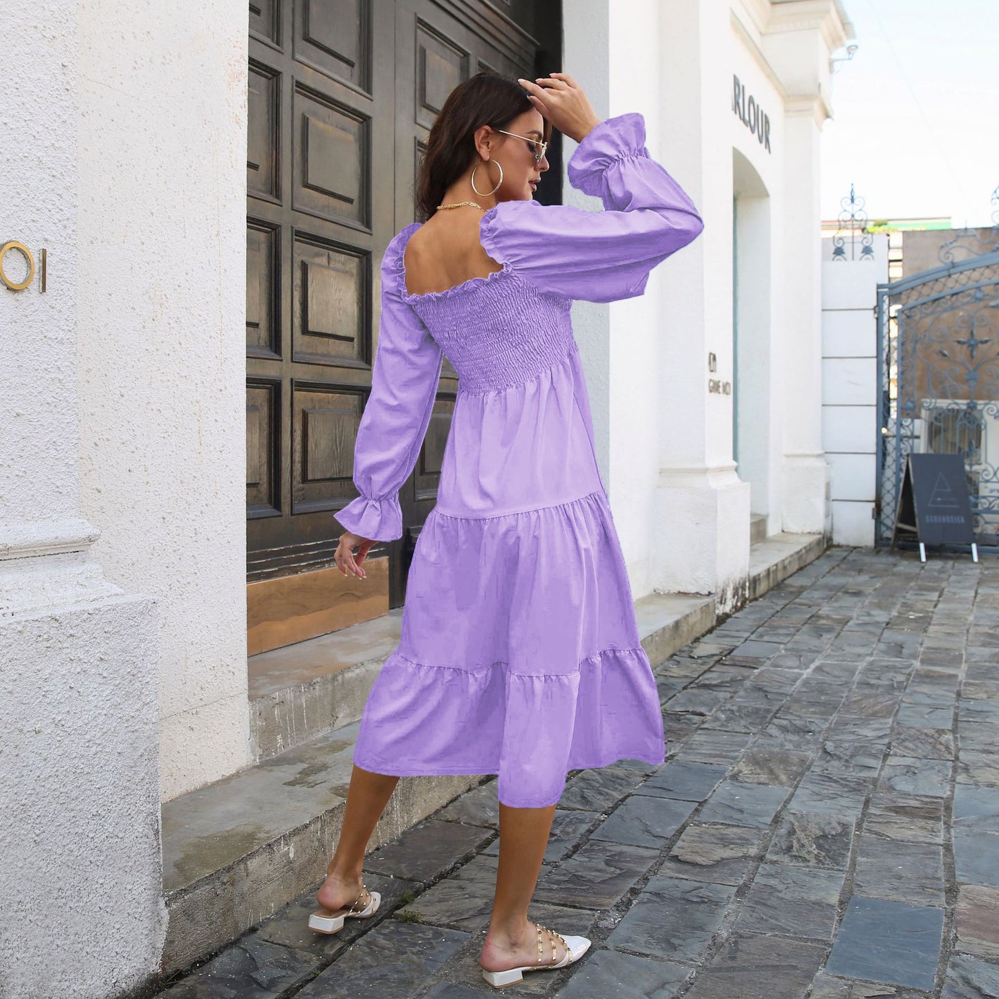 Off Shoulder Neck Full Sleeves Layedress For Women