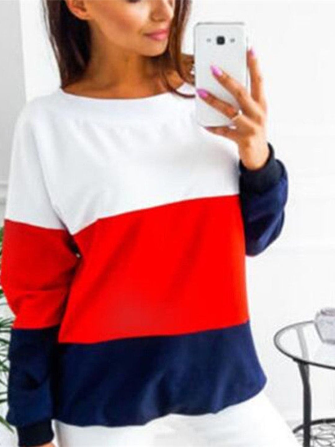 Round Neck Long-Sleeved loose T-shirt