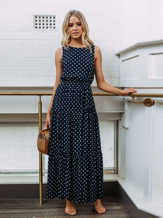 Polka Dot Print Maxi Dress