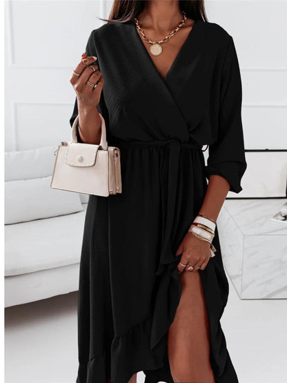 Oh Rare Womens Elegant Ruffled Long Midi Dress