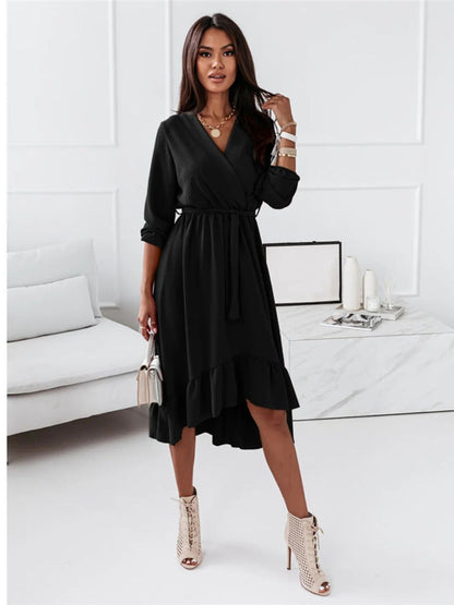 Oh Rare Womens Elegant Ruffled Long Midi Dress