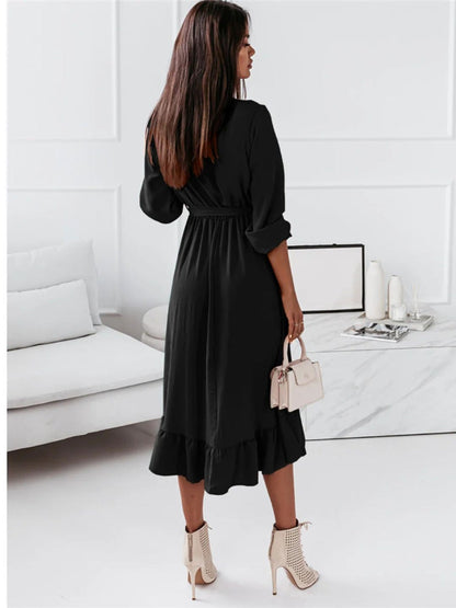 Oh Rare Womens Elegant Ruffled Long Midi Dress