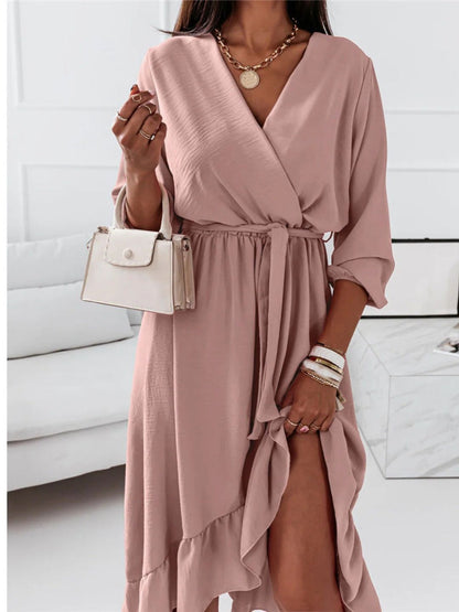 Oh Rare Womens Elegant Ruffled Long Midi Dress