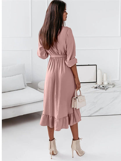 Oh Rare Womens Elegant Ruffled Long Midi Dress