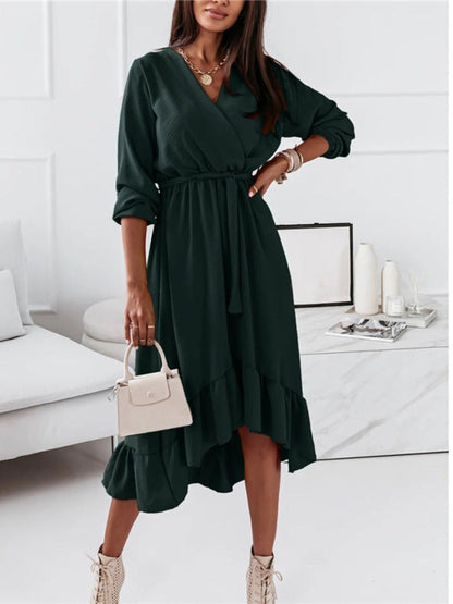 Oh Rare Womens Elegant Ruffled Long Midi Dress