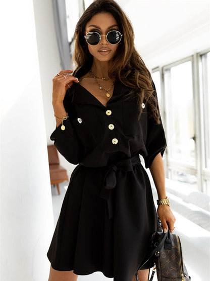 Oh Rare Womens Suit Collar Shirt Mini Dress