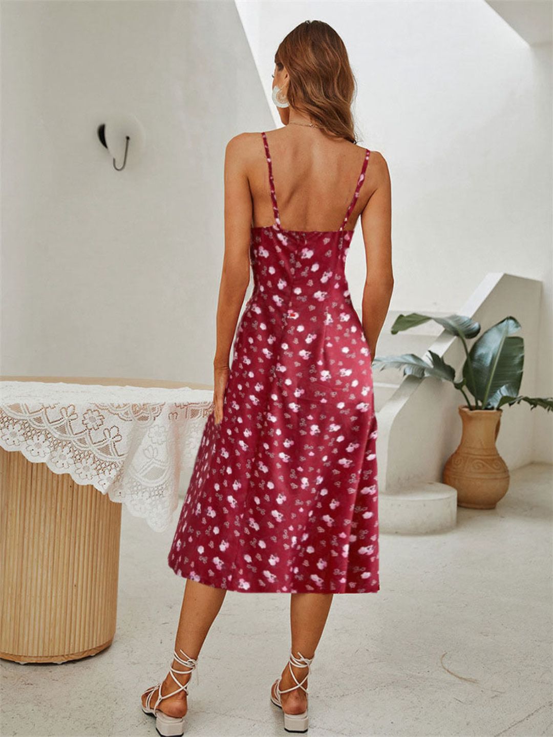 Oh Rare Womens Floral Elegant Midi Dress