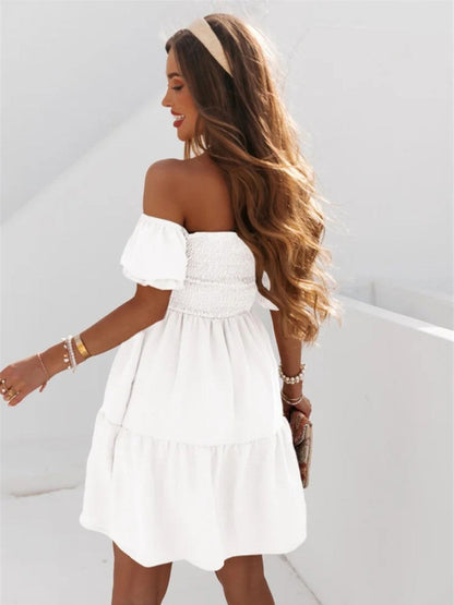 Oh Rare Womens Backless Off Shoulder Long Mini Dress