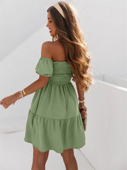 Oh Rare Womens Backless Off Shoulder Long Mini Dress