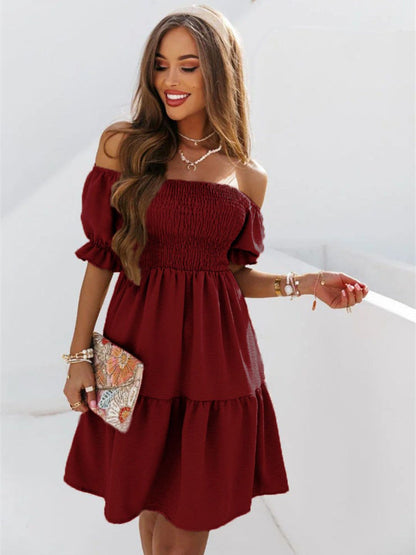 Oh Rare Womens Backless Off Shoulder Long Mini Dress