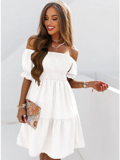 Oh Rare Womens Backless Off Shoulder Long Mini Dress