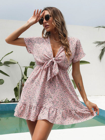 Oh Rare Ruffled Front Small Floral Dress