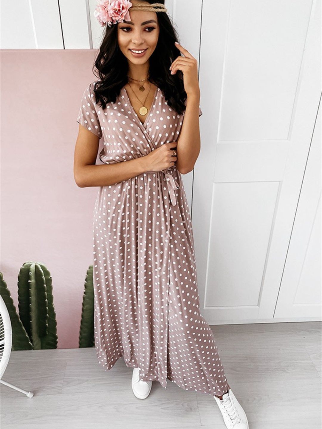 Oh Rare Womens V-Neck Bohemian Maxi Dress