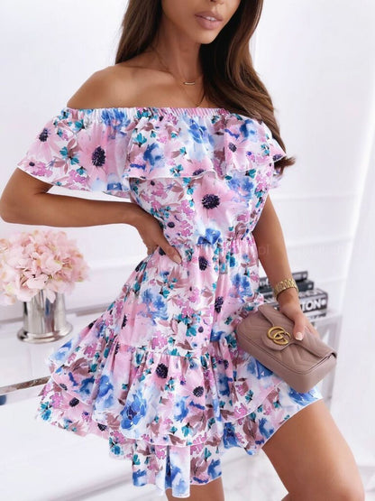 Oh Rare Womens Floral Printed Mini Dress