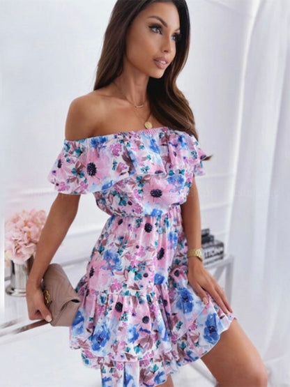 Oh Rare Womens Floral Printed Mini Dress