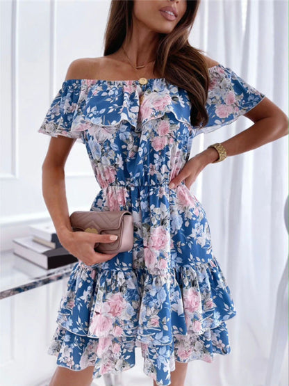 Oh Rare Womens Floral Printed Mini Dress