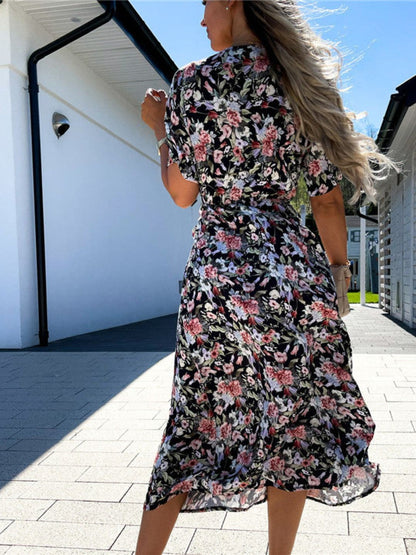 Oh Rare Womens New Flower Digital Print Midi Dress