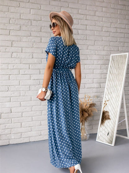 Oh Rare Womens V-Neck Bohemian Slit Maxi Dress