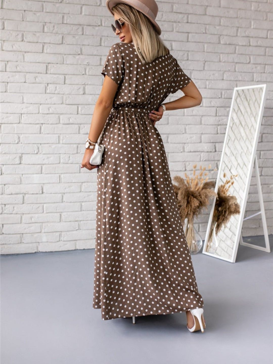 Oh Rare Womens V-Neck Bohemian Slit Maxi Dress