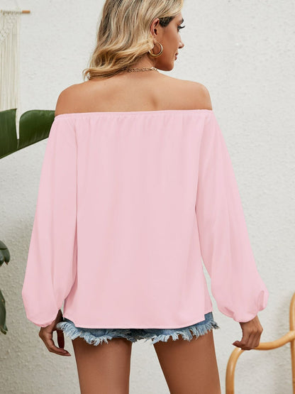 Oh Rare Off-Shoulder Long Puff Sleeves Bardot Top