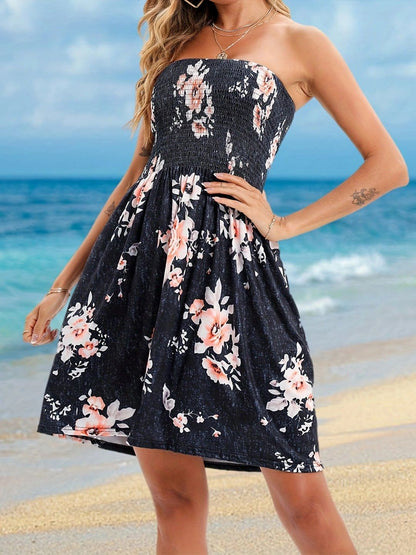 Oh Rare Womens Beach Mini Dress Floral Mini Bohemian Printed