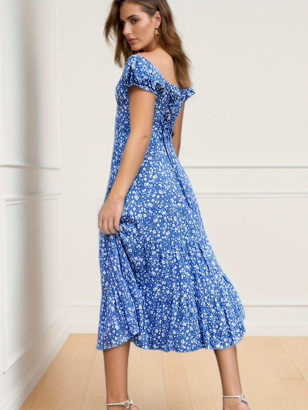 Oh Rare Womens Midi Dress Off Shoulder Printed Long Midi Dress