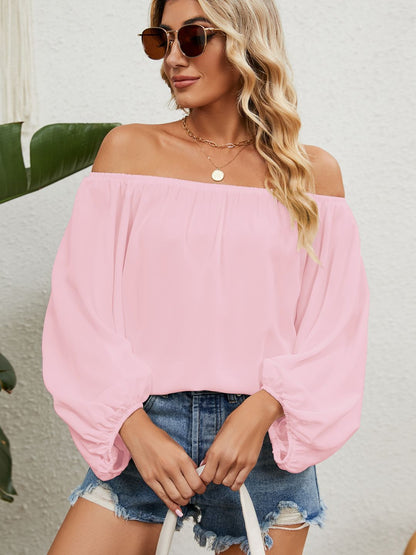 Oh Rare Off-Shoulder Long Puff Sleeves Bardot Top